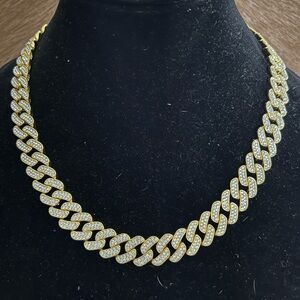 Elegant Gold over Silver CZ Chain Necklace